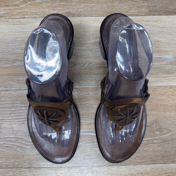Cole Haan Brown Leather Thong Block Heel Sandals Women's Size 9.5 - Picture 3 of 8